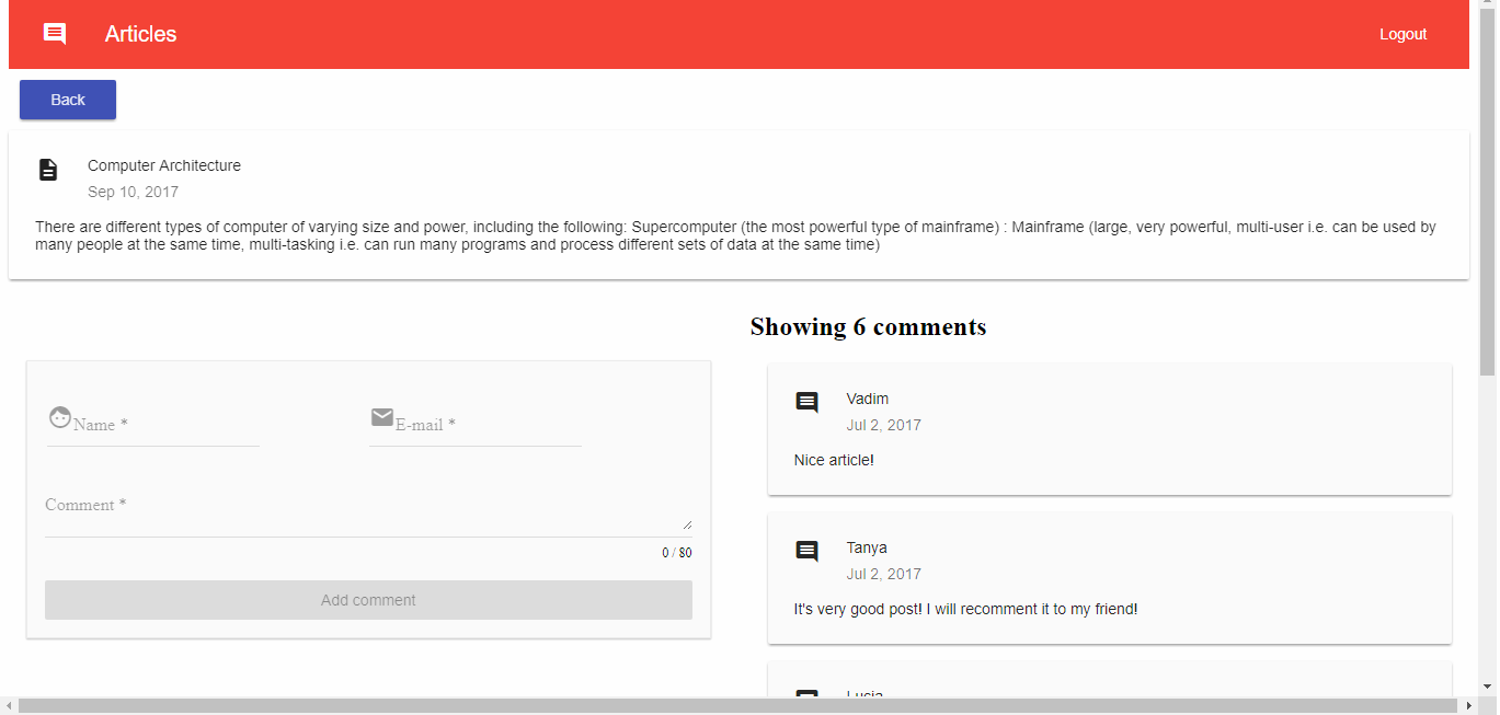 Articles manager