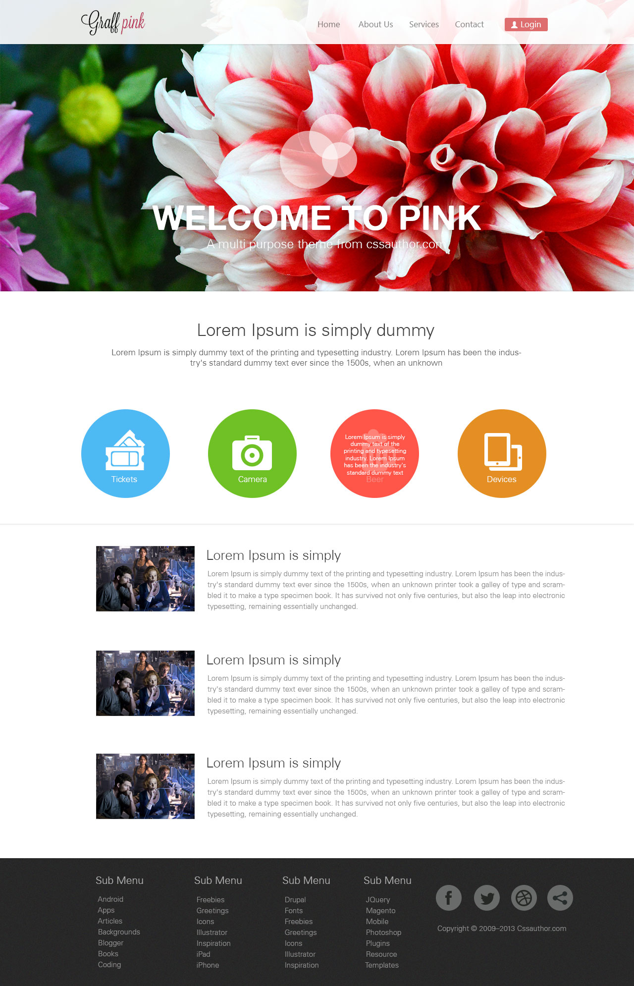 HTML шаблон - Pink