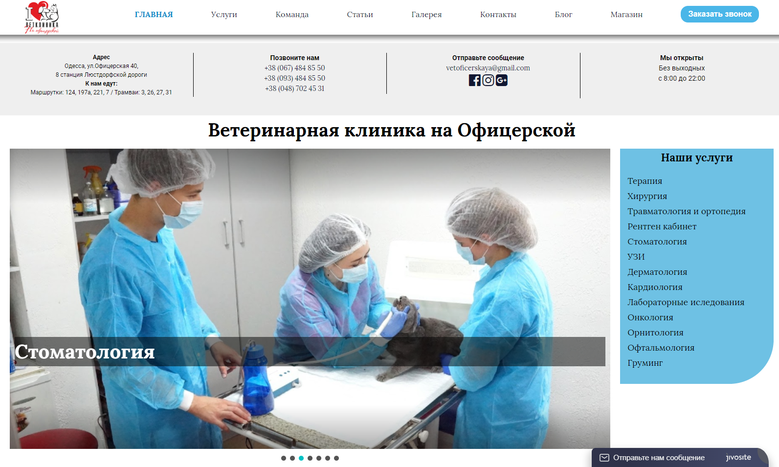 Сайт ветеринарной клиники