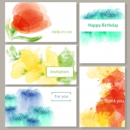 A set of invitation cards, postcards, advertisements, watercolor design for business cards