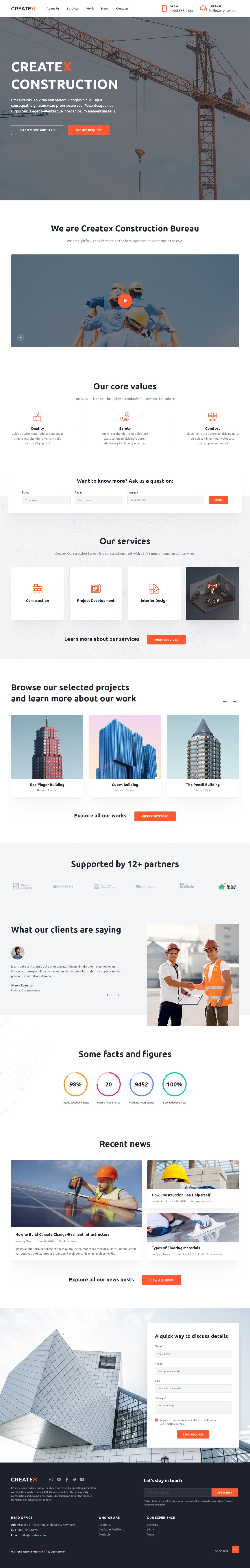 Корпоративный сайт для Createx Construction