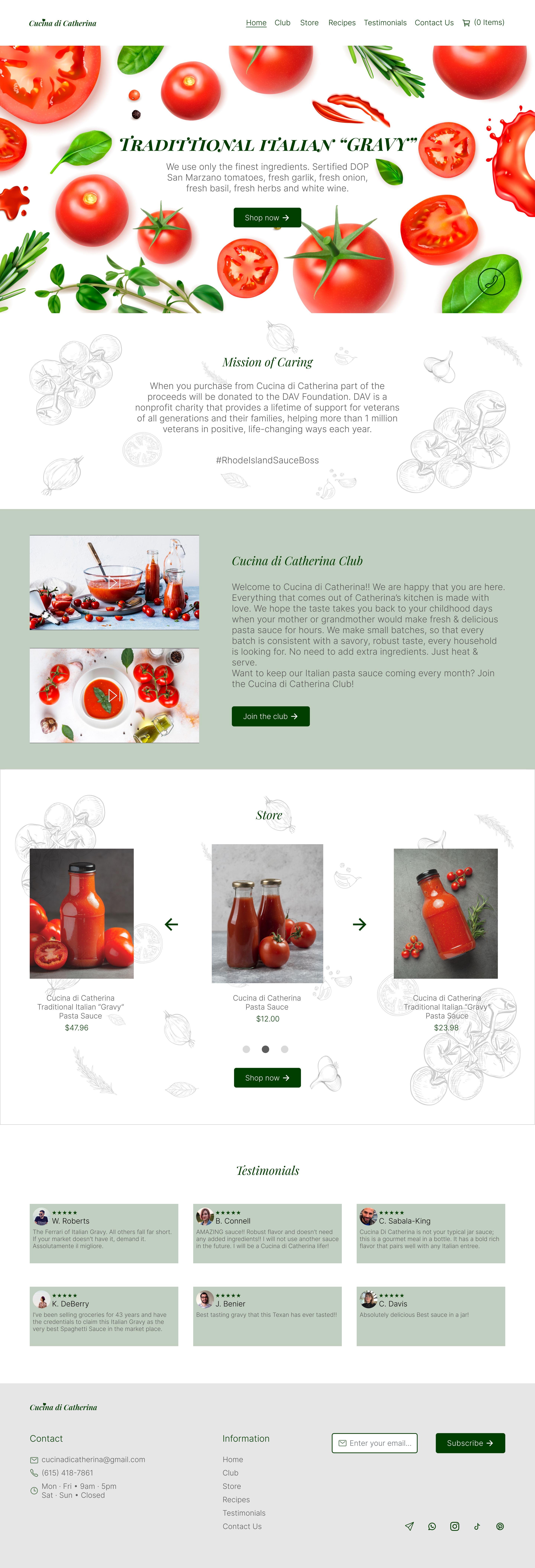 Landing Page - Italian Sauces Website Redesign
