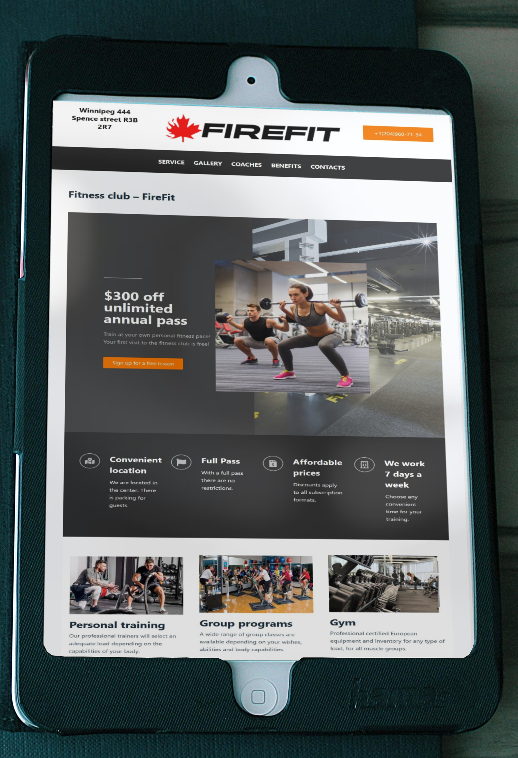 Сайт лендінг - реклама фітнес клубу FireFit