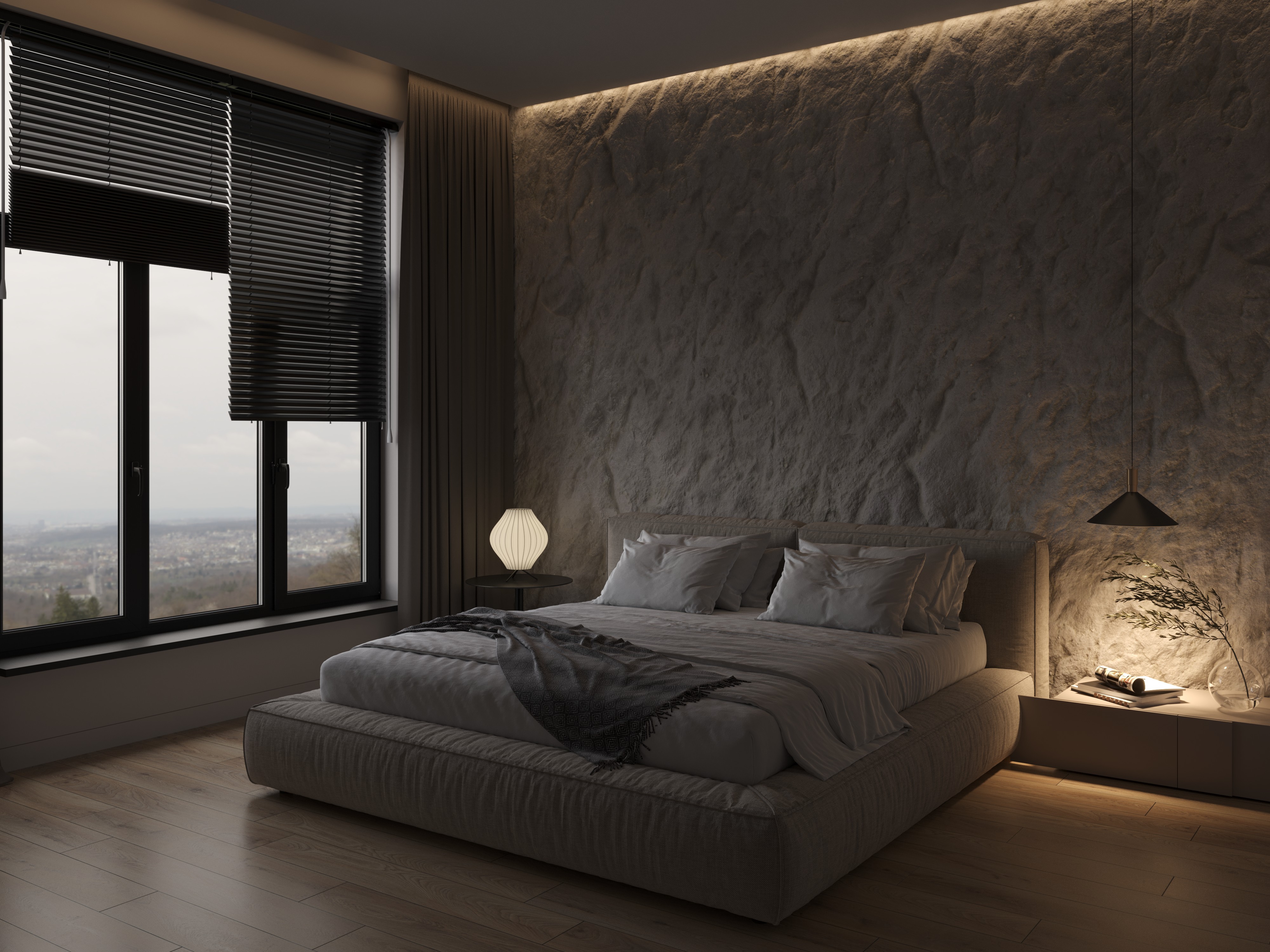 Modern Dark Bedroom | 3D Interior Visualization